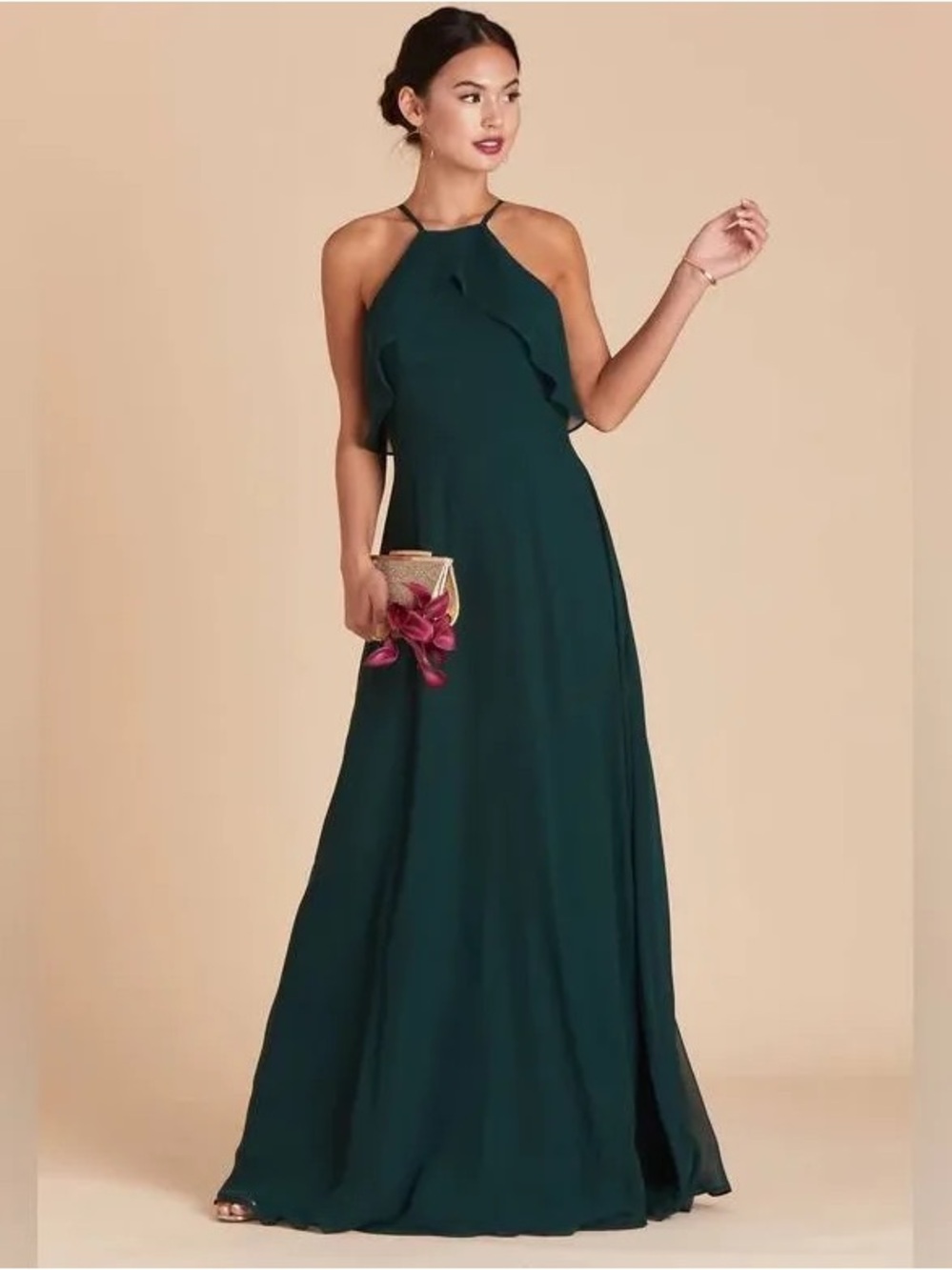 Birdie Grey - Jules Chiffon dress - Emerald Green